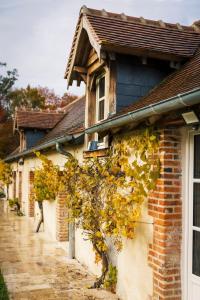 a brick house with a tree in front of it at Gîte du Dreuillet Charme & nature en Sologne in La Celle-sous-Gouzon