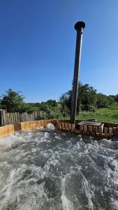 a dam with water in a river with auliculiculiculiculiculiculic at FLH - Livada Bunicilor in Almaş
