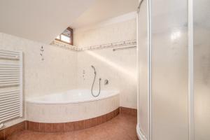a bathroom with a tub and a shower at Wieserhof Vals in Valles