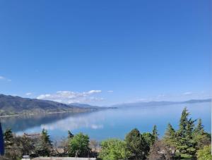 een uitzicht op een grote hoeveelheid water bij Flor Apartment in Pogradec