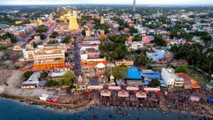 Γενική άποψη της πόλης Rameswaram ή θέα της πόλης από  αυτή η παραθεριστική κατοικία