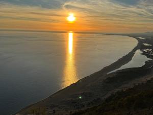 an aerial view of the ocean at sunset at Sea view in Shëngjin