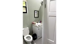 a white bathroom with a toilet and a sink at Carolus Suites in Gros Islet +4 photos