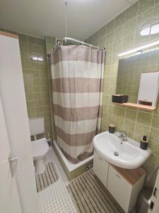 Koupelna v ubytování Einzimmerappartment München Solln + 8 fotografií