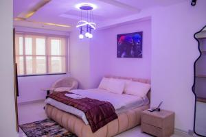 a bedroom with a large bed and a window at PWJ Apartments in Lagos