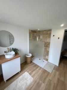 un bagno con wc, lavandino e doccia di Osmose a Feuquières