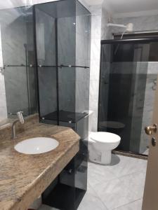 een badkamer met een wastafel en een toilet bij Circuito dos Trios! in Água Boa