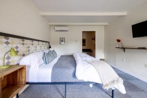 a bedroom with a large bed and a television at The Billy Motel Pet Friendly Room with Charm in Davis