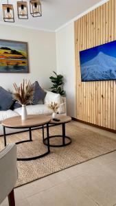 TV a/nebo společenská místnost v ubytování Refugio de Aves Bienvenido a tu hogar en Pucón