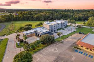 an overhead view of a building with a parking lot at The Angler Hotel Livingston, an Ascend Collection Hotel in Livingston