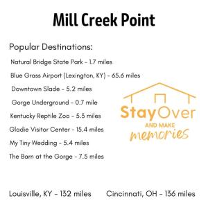 a menu for a mill creek point restaurant at Hot Tub - Mill Creek Point - Red River Gorge KY in Rogers