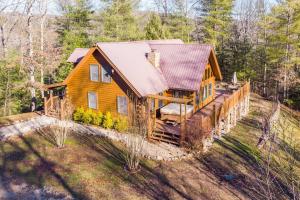 an overhead view of a log cabin in the woods at Hot Tub - Mill Creek Point - Red River Gorge KY in Rogers