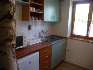 a kitchen with a sink and a microwave at Holiday home Vonyarcvashegy - Balaton 31295 in Vonyarcvashegy