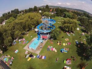 an aerial view of a water park with a water slide at Holiday home Vonyarcvashegy - Balaton 31295 in Vonyarcvashegy