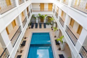 an overhead view of a building with a pool at Boracay Sands Hotel in Boracay