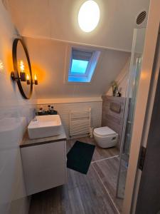 a bathroom with a sink and a toilet at Stay Rijn Tolkamer in Tolkamer