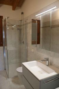 コラ・ディ・ラツィーゼにあるApartment in Colà di Lazise - Gardasee 54694のシャワー、洗面台、トイレ付きのバスルーム