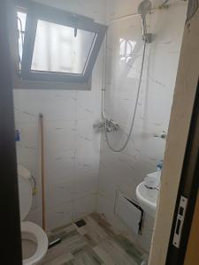 a bathroom with a shower and a toilet at Très Bel Appartement Moderne-1 Appartement Nuptial in Libreville +18 photos