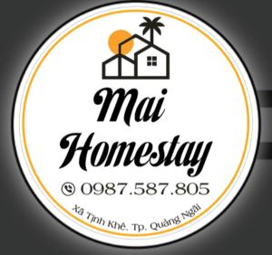 a sign for ahm hominy with a house and a palm tree at Mai homestay in Mỹ Lại (5)