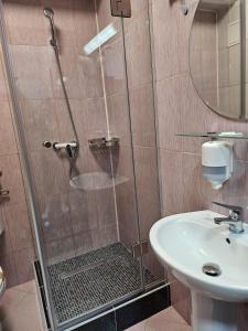 フォクシャニにあるHotel Ambasadorのシャワー(洗面台の隣にガラスドア付) +18枚の写真