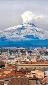 a snow covered mountain in front of a city at Zia Lisa Home in CTA