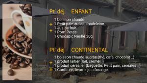 una imagen de un tazón de café con una lista de elementos en Odyssée-Auvergne, en Vallon-en-Sully