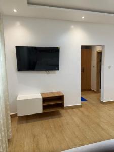 KikaEspace Romane的客厅墙上有一台平板电视