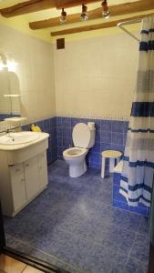 a bathroom with a toilet and a sink at Casa Blasco in Artieda +27 photos