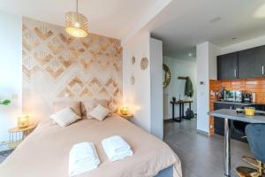 Η κουζίνα ή μικρή κουζίνα στο Studio Caucase - Centre-ville Saint Étienne proximité parking