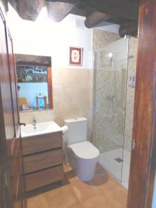 une salle de bain avec toilettes et douche en verre dans l'établissement Luna Menguante, à La Viliella