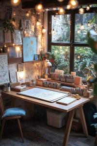 an office with a desk with a chair and a window at Cottage -Room in Berra