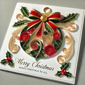 a merry christmas card with a heart with roses at Cottage -Room in Berra