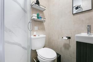 een kleine badkamer met toilet en wastafel bij Rooms In Yorkway - KC17 in Londen