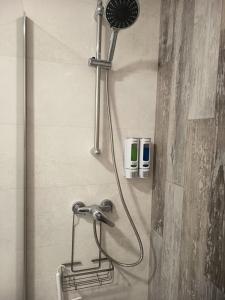 eine Dusche mit Duschkopf in einem Badezimmer in der Unterkunft Casa Blanca - Alameda in Toledo