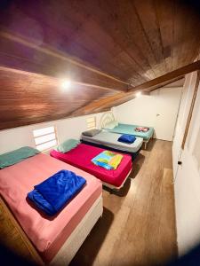 a group of three beds in a room at Chácara do Paulinho in São Roque +41 photos