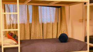 a bunk bed in a room with a window at Mitra Palolem in Canacona
