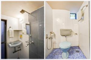 アランボールにあるHotel O Arambol Beach Formerly Hakuna Matataのバスルーム(トイレ、洗面台付)の写真2枚