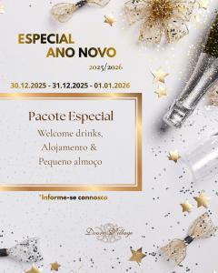 Un folleto para una fiesta navideña especial y novedosa en Douro Village, en Vila Real