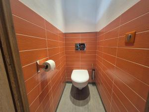 bagno con servizi igienici bianchi in camera di Charmant 2 pièces avec jardin - Hyper centre BSM a Bourg-Saint-Maurice