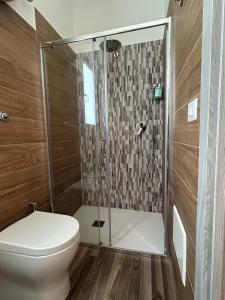 a bathroom with a toilet and a shower at Amy Dreams in Ottaviano +25 photos