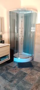 LédignanにあるDomaine Taurin gîte Tonyのバスルーム(ガラス張りのシャワー付) +36枚の写真