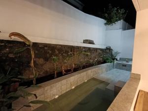 a swimming pool in the middle of a house at La Kaz Banian in Saint-Pierre