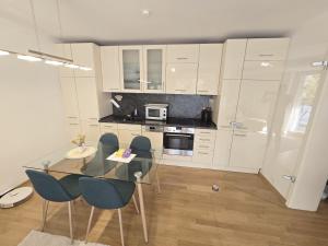 Η κουζίνα ή μικρή κουζίνα στο Modernes Apartment mit XL-Balkon