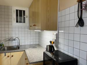 a small kitchen with a sink and a counter at Olive Grove Cottage Guest house in Kouka +20 photos