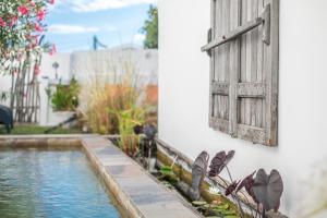 a house with a window and a swimming pool at La Kazaka Terre Sainte in Saint-Pierre