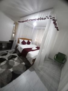 un dormitorio con una cama con mosquitera en Mara Safaris BNB, en Bomet