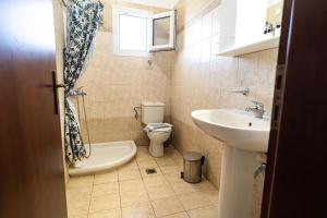 a bathroom with a toilet and a sink at Hotel Kastri in Nea Mesangala