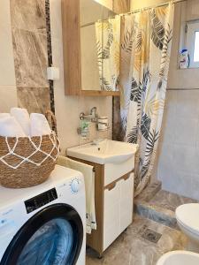 a bathroom with a washing machine and a sink at Viva Sićevo 