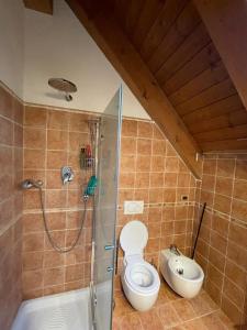 プレ・サン・ディディエにあるPanoramic House Courmaisonのシャワー、トイレ、洗面台を備えたバスルーム