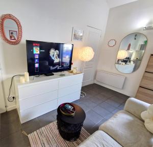 Televiisor ja/või meelelahutuskeskus majutusasutuses Appartement Business Lyon nord Gare & A6